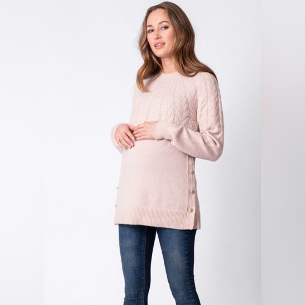 Seraphine Blush Pink Maternity & Nursing Sweater - Size S
